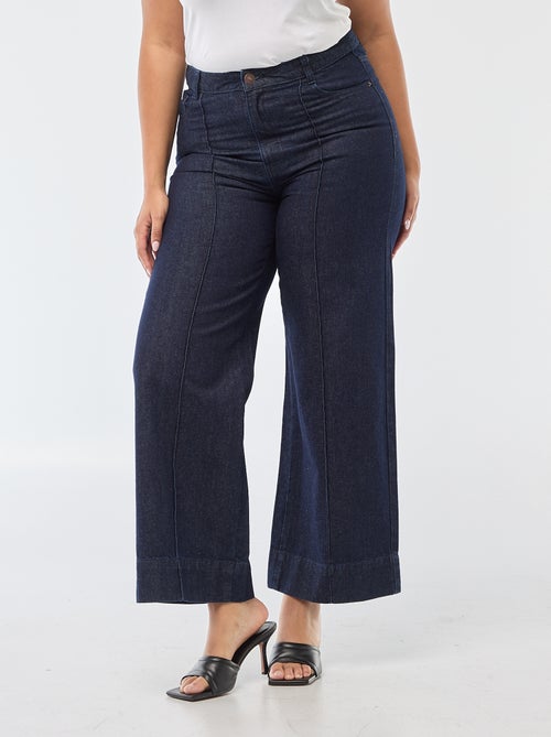 Jeans met wijde pijpen, hoge taille en plooien aan de voorzijde - Kiabi