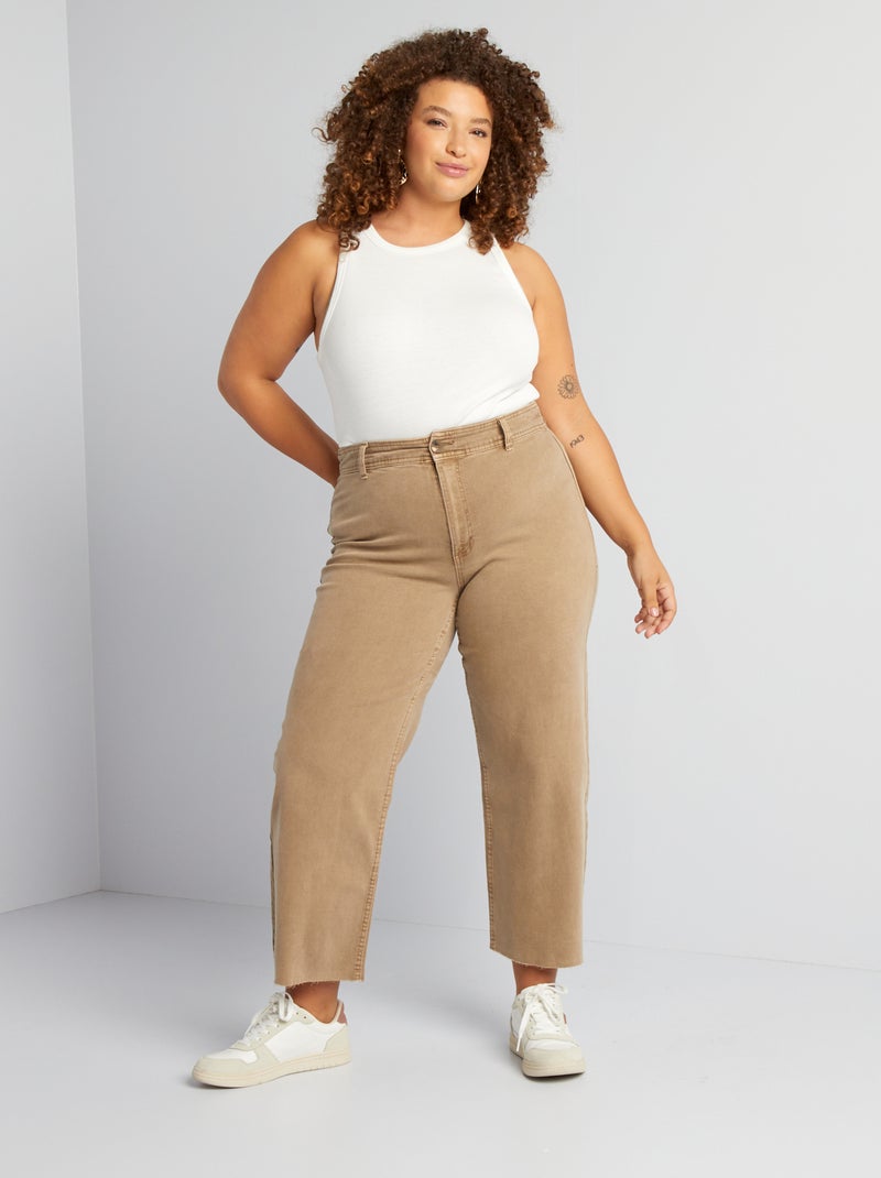 Jeans met wijde pijpen / wijd model BRUIN - Kiabi