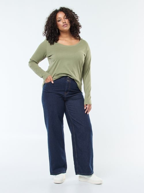Jeans met wijde pijpen / wijd model met elastische tailleband - Kiabi