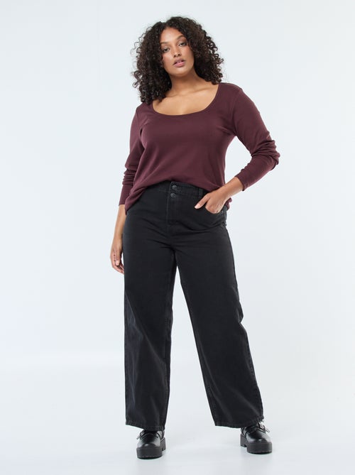 Jeans met wijde pijpen / wijd model met elastische tailleband - Kiabi