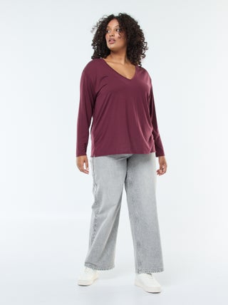 Jeans met wijde pijpen / wijd model met elastische tailleband