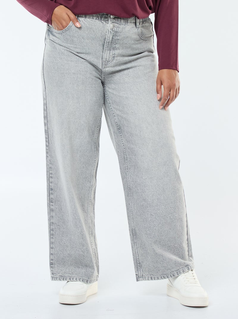 Jeans met wijde pijpen / wijd model met elastische tailleband Grijs - Kiabi