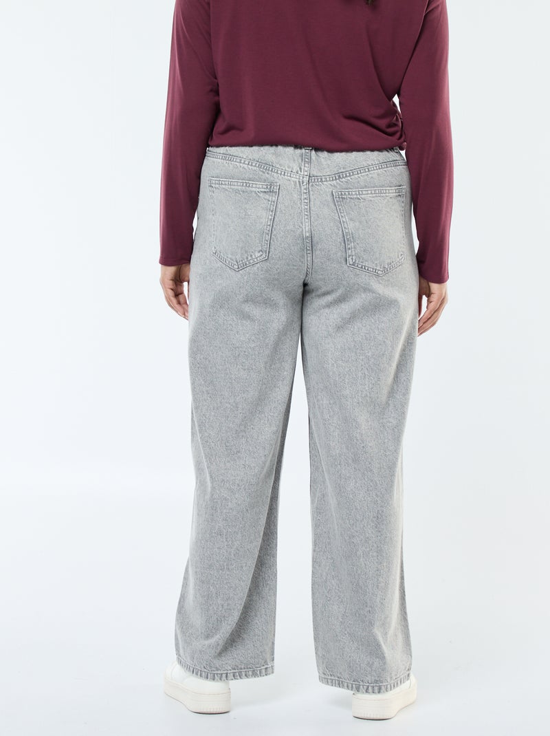 Jeans met wijde pijpen / wijd model met elastische tailleband Grijs - Kiabi