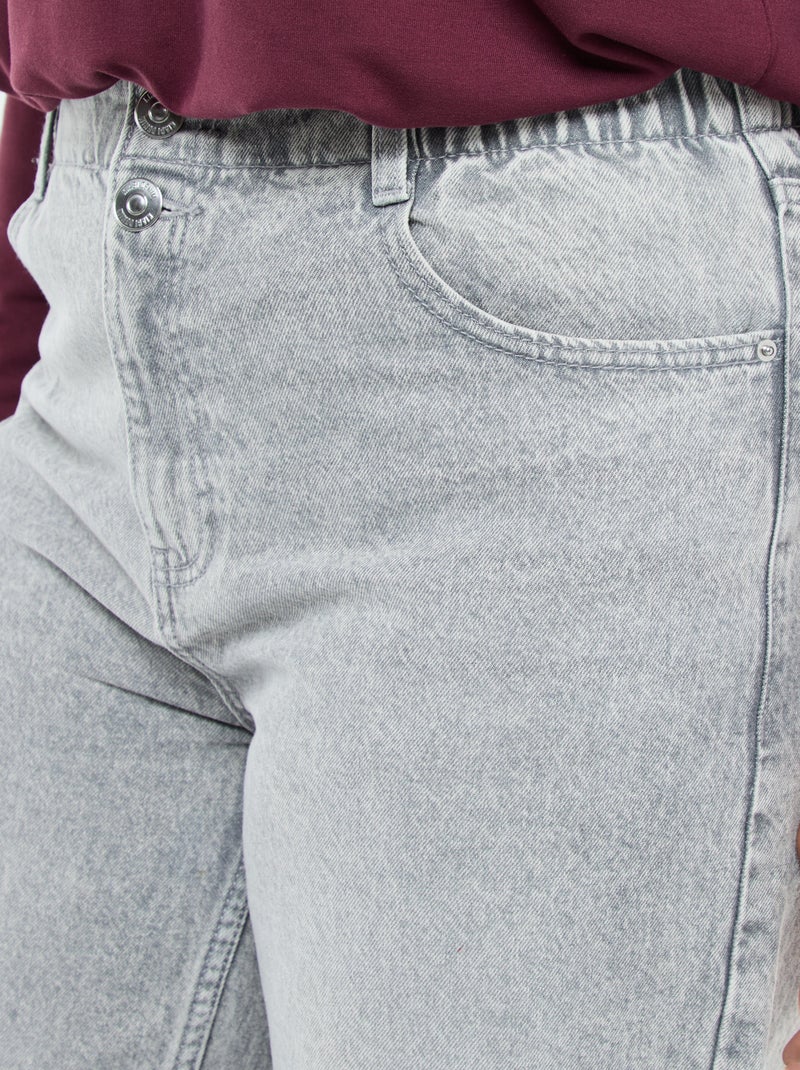 Jeans met wijde pijpen / wijd model met elastische tailleband Grijs - Kiabi