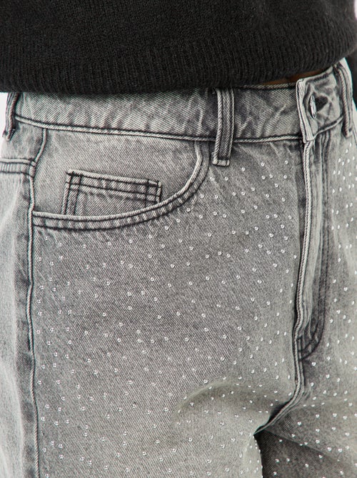 Jeansbermuda met 5 zakken en glittersteentjes - Kiabi