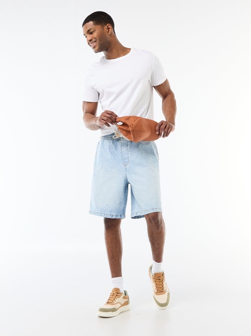 Jeansbermuda met elastische tailleband - Kiabi