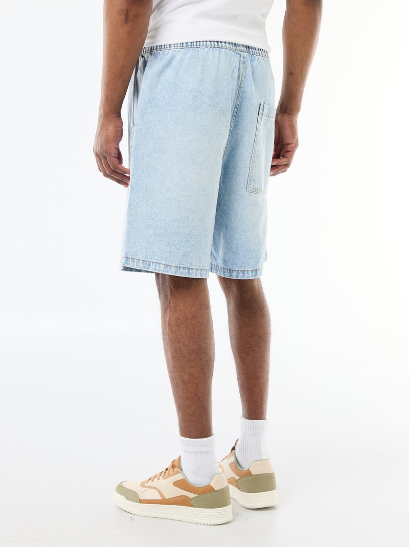 Jeansbermuda met elastische tailleband Blauw - Kiabi