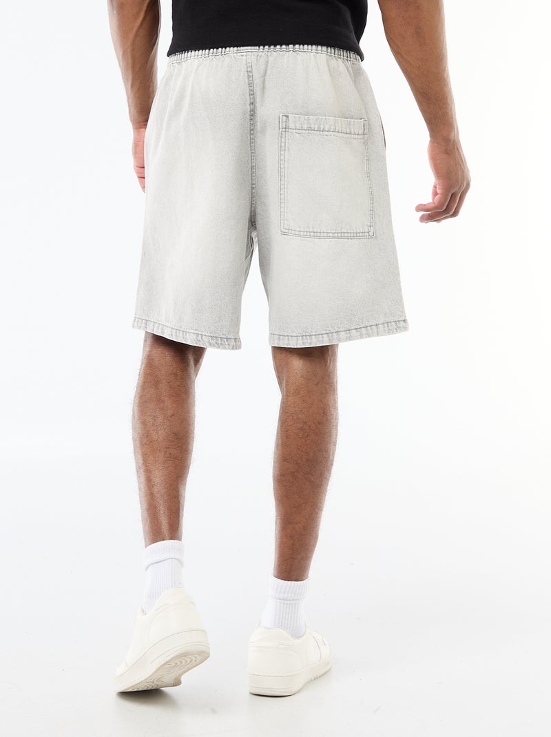 Jeansbermuda met elastische tailleband Grijs - Kiabi