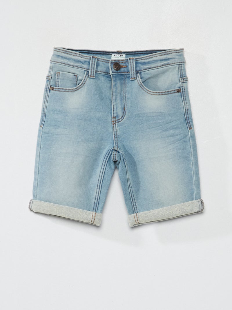 Jeansbermuda met verstelbare taille BLAUW - Kiabi