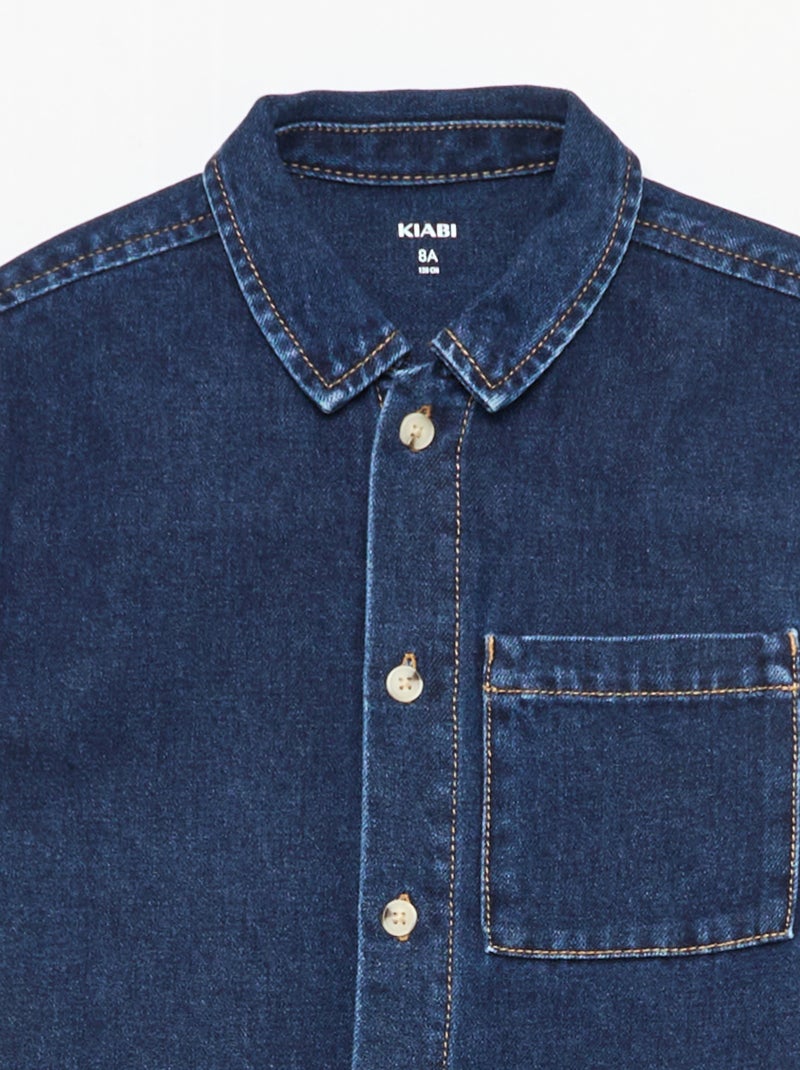 Jeanshemd met korte mouwen Blauw - Kiabi