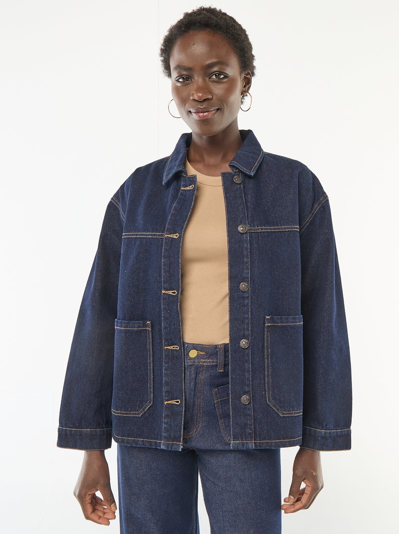 Jeansjas met opgestikte zakken Blauw - Kiabi