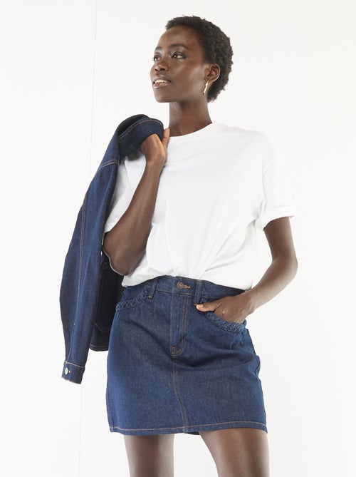 Jeansrok met gevlochten zakken - Kiabi