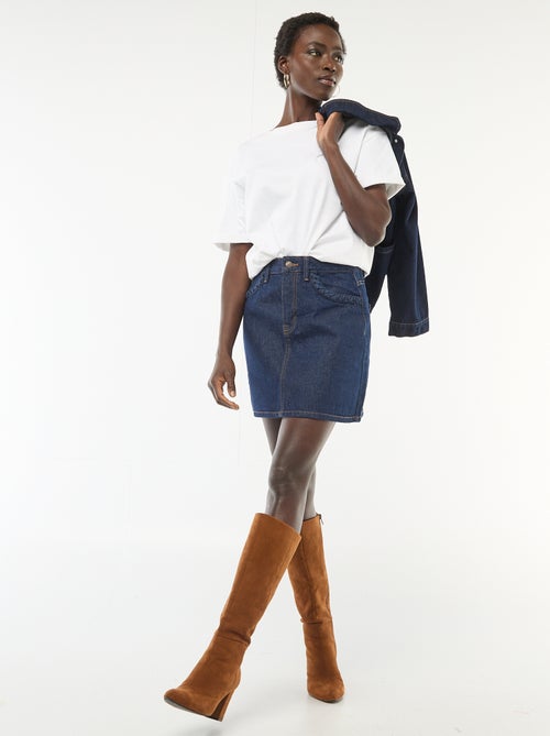 Jeansrok met gevlochten zakken - Kiabi