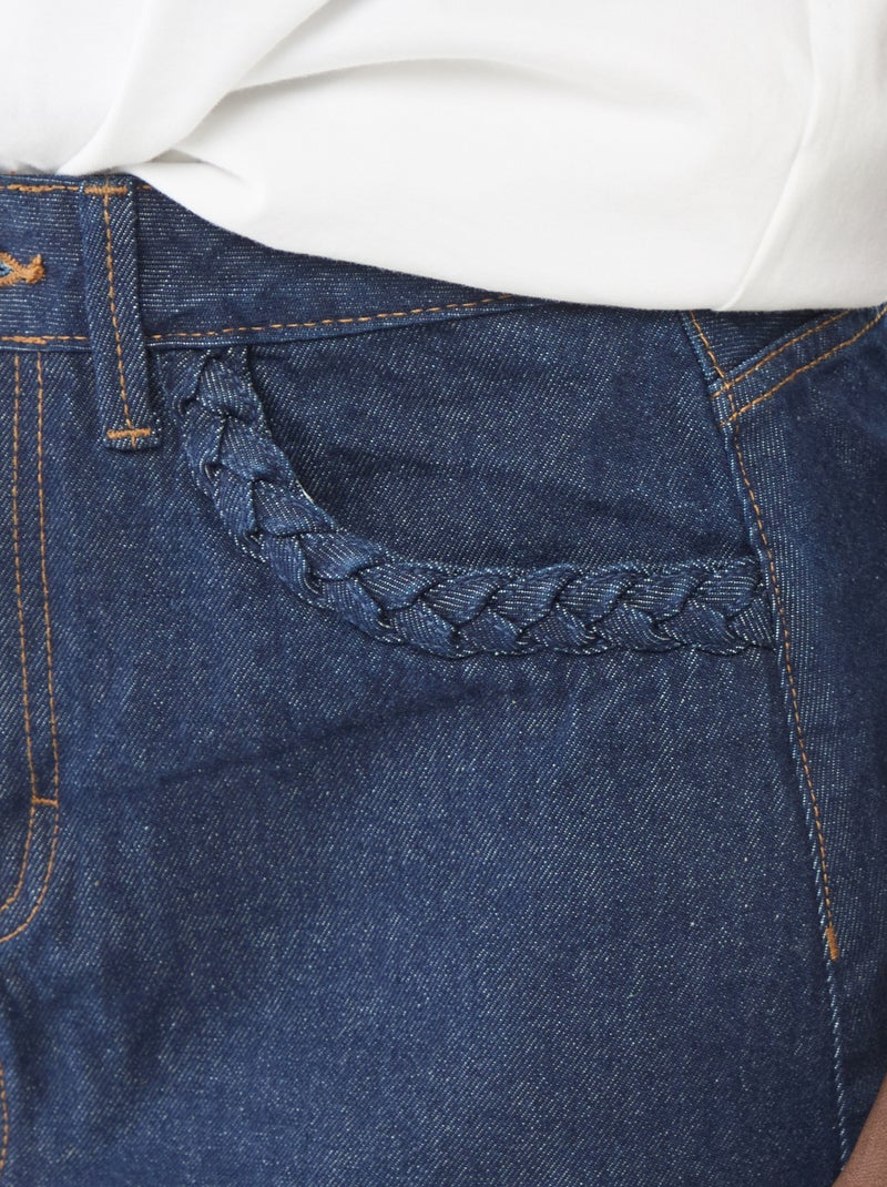 Jeansrok met gevlochten zakken Blauw - Kiabi