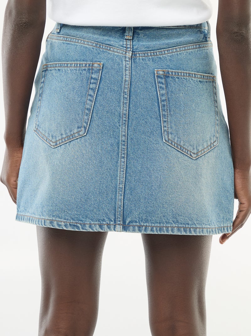 Jeansrok met gevlochten zakken Blauw - Kiabi