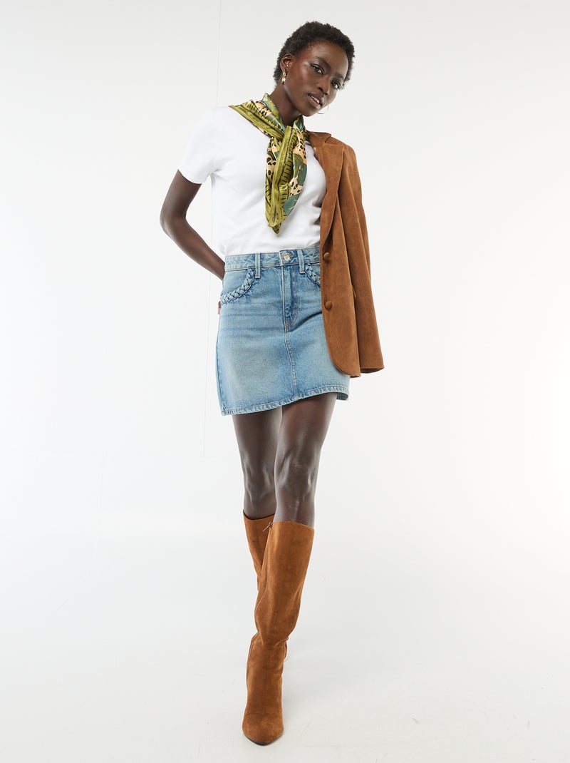 Jeansrok met gevlochten zakken Blauw - Kiabi