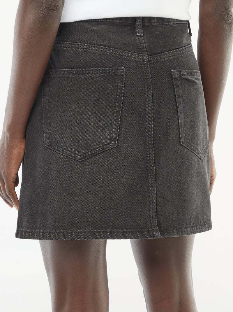 Jeansrok met gevlochten zakken Zwart - Kiabi