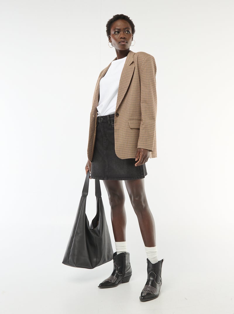 Jeansrok met gevlochten zakken Zwart - Kiabi