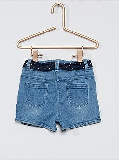 Jeansshort met ceintuur en stippen - Kiabi