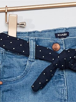 Jeansshort met ceintuur en stippen - Kiabi