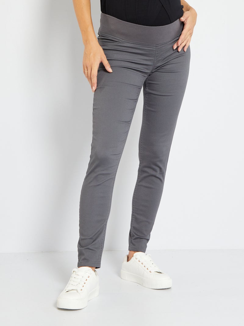Jegging-achtige broek van stretchtricot grijs - Kiabi