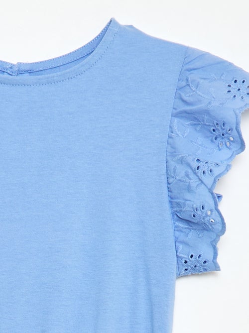 Jersey jurk met korte mouwen van Engels borduurwerk - Kiabi