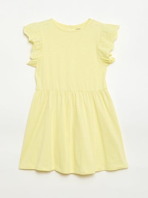 Jersey jurk met korte mouwen van Engels borduurwerk - Kiabi
