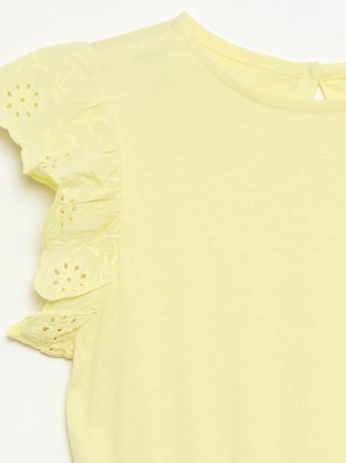 Jersey jurk met korte mouwen van Engels borduurwerk - Kiabi