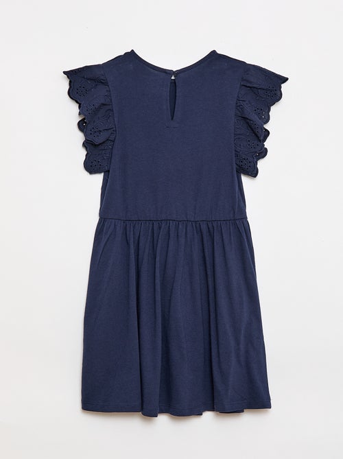 Jersey jurk met korte mouwen van Engels borduurwerk - Kiabi