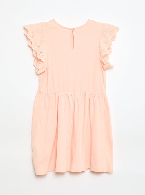 Jersey jurk met korte mouwen van Engels borduurwerk - Kiabi