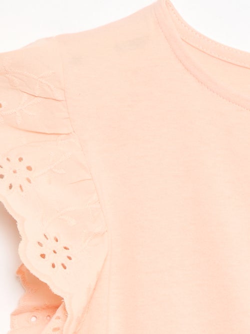 Jersey jurk met korte mouwen van Engels borduurwerk - Kiabi