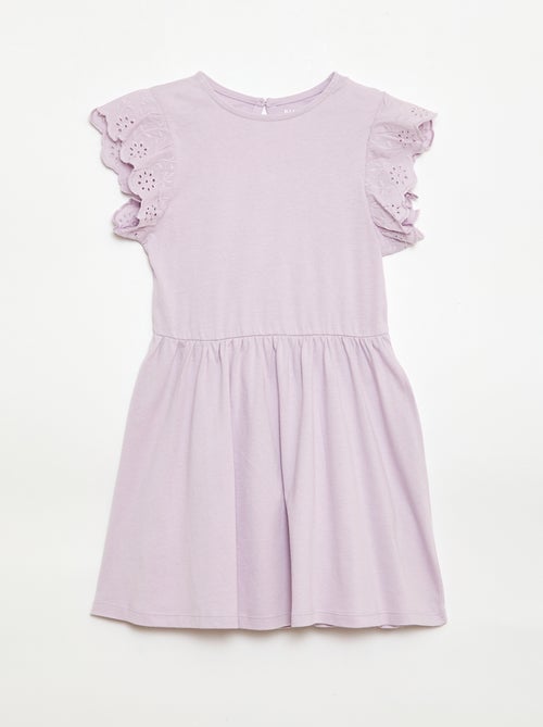 Jersey jurk met korte mouwen van Engels borduurwerk - Kiabi