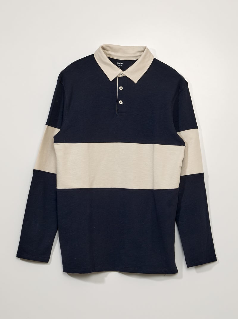 Jersey polo met lange mouw +1m90 BLAUW - Kiabi