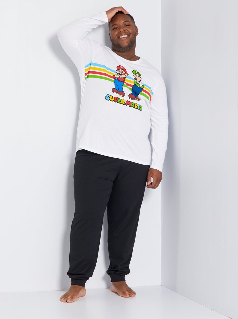 Jersey pyjama 'Mario & Luigi' - 2-delig wit / zwart - Kiabi