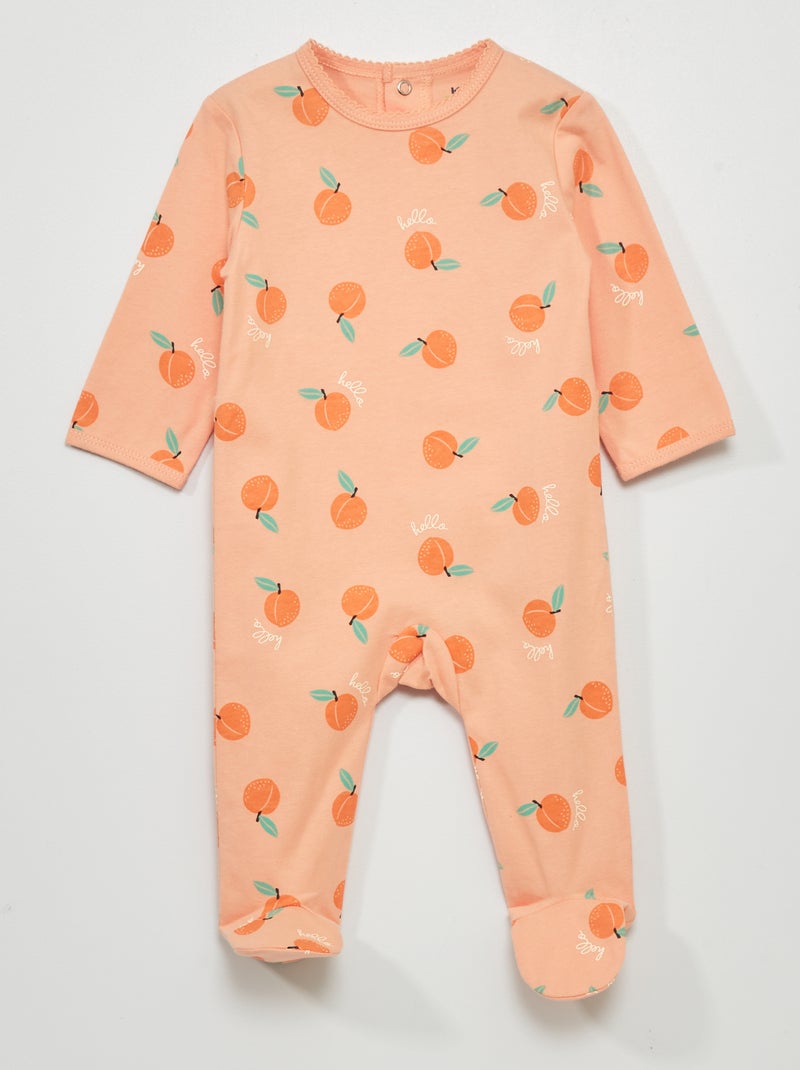 Jersey pyjama met print ORANJE - Kiabi
