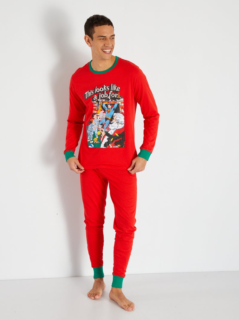 Jersey pyjama 'Superman' - 2-delig rood / groen - Kiabi