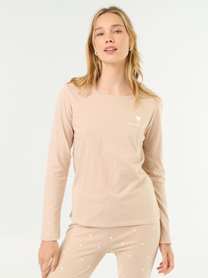 Jersey pyjamaset - 2-delig Biege - Kiabi