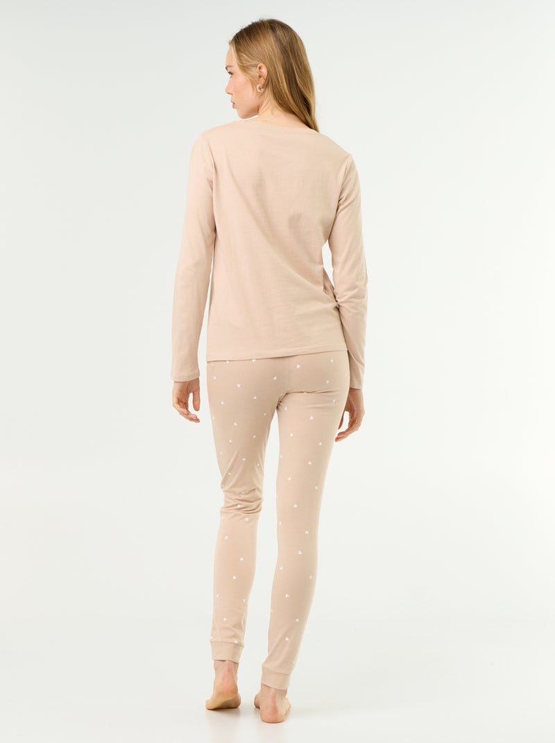 Jersey pyjamaset - 2-delig Biege - Kiabi