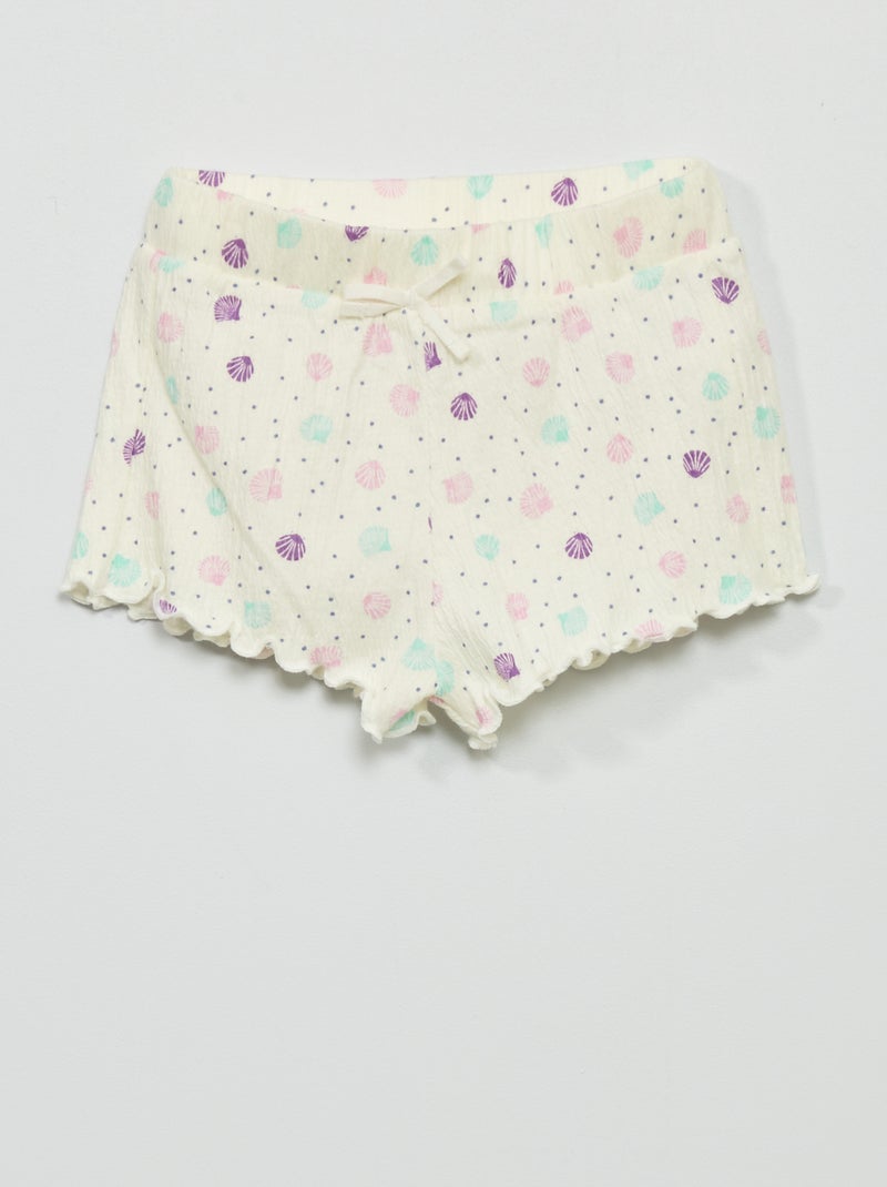 Jersey shortje met smokwerk WIT - Kiabi