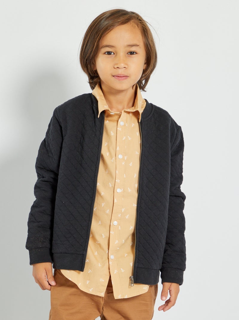 Jersey sweater met rits zwart - Kiabi