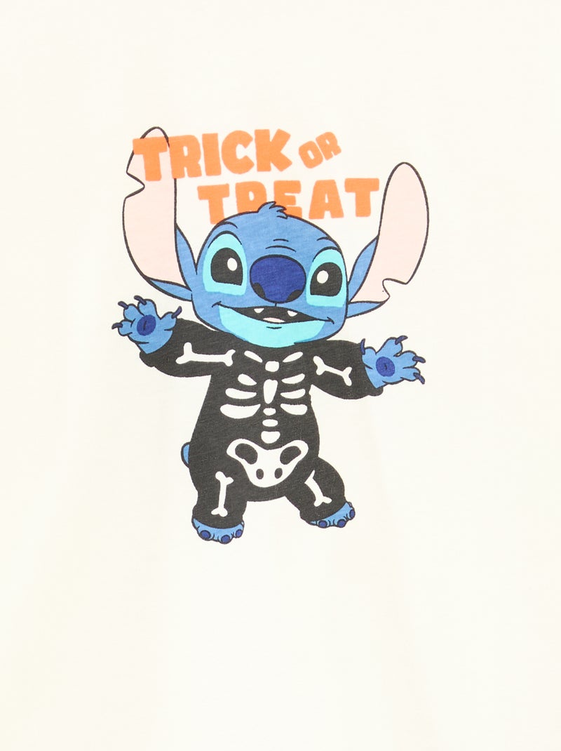 Jersey T-shirt in halloweenthema 'Disney' 'Stitch' Wit - Kiabi