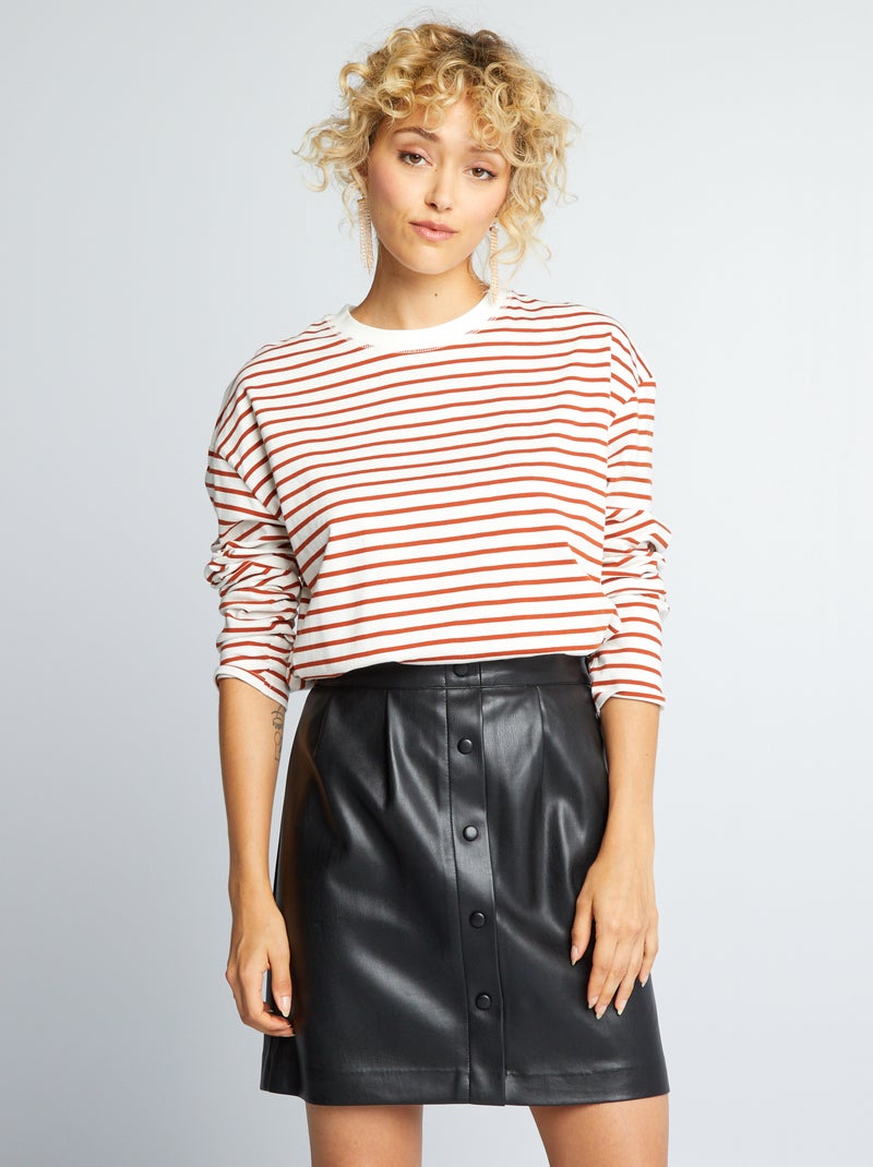 Jersey T-shirt in matrozenstijl Oranje/wit - Kiabi