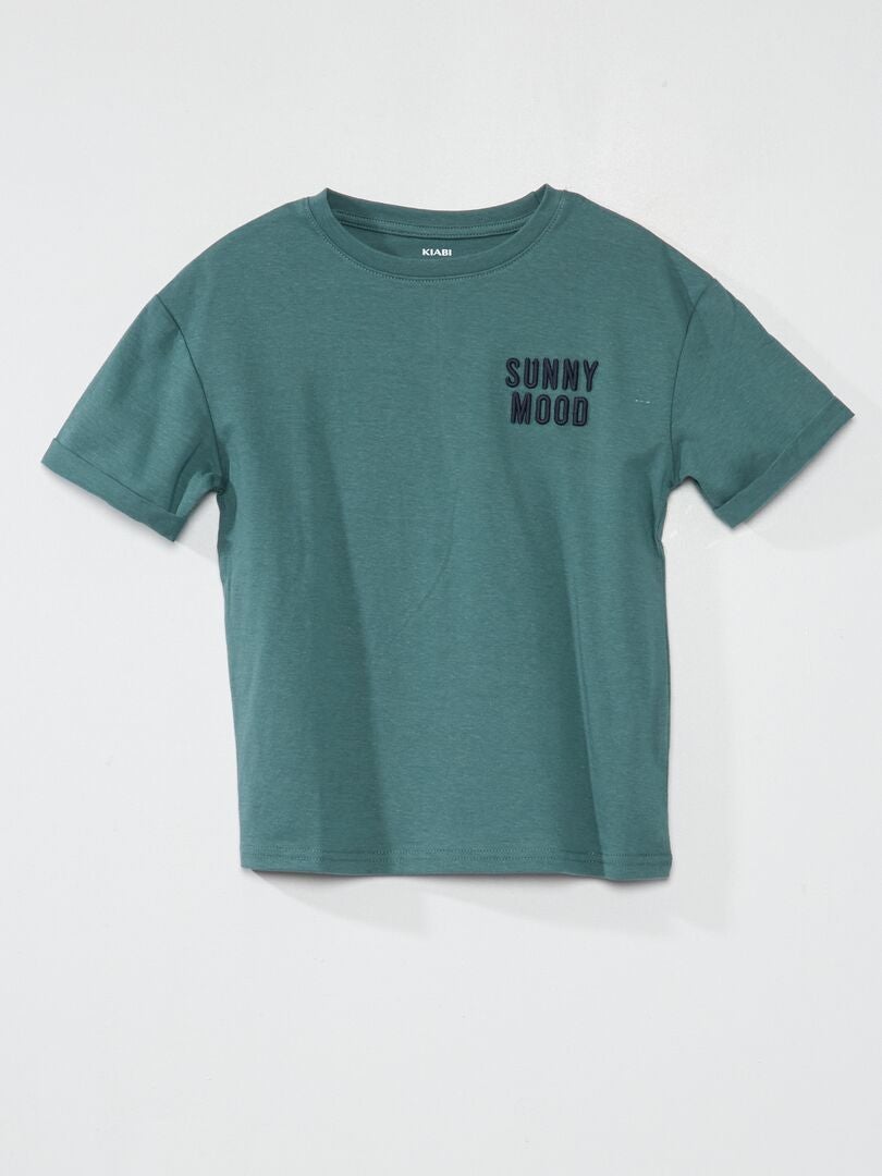 Jersey T-shirt met borduurwerk GROEN - Kiabi