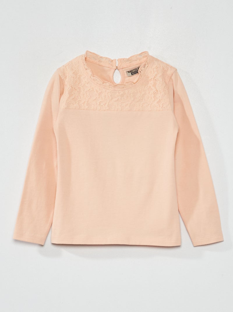 Jersey T-shirt met kant ROSE - Kiabi