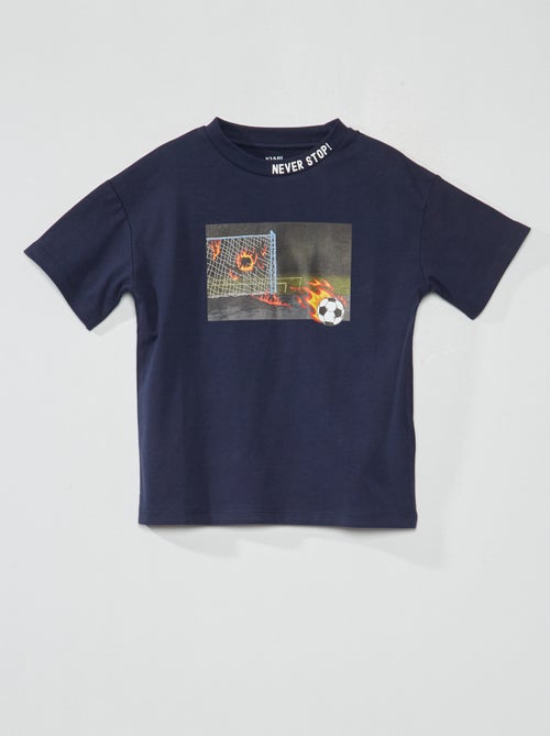 Jersey T-shirt met korte mouw en tennisprint - Kiabi
