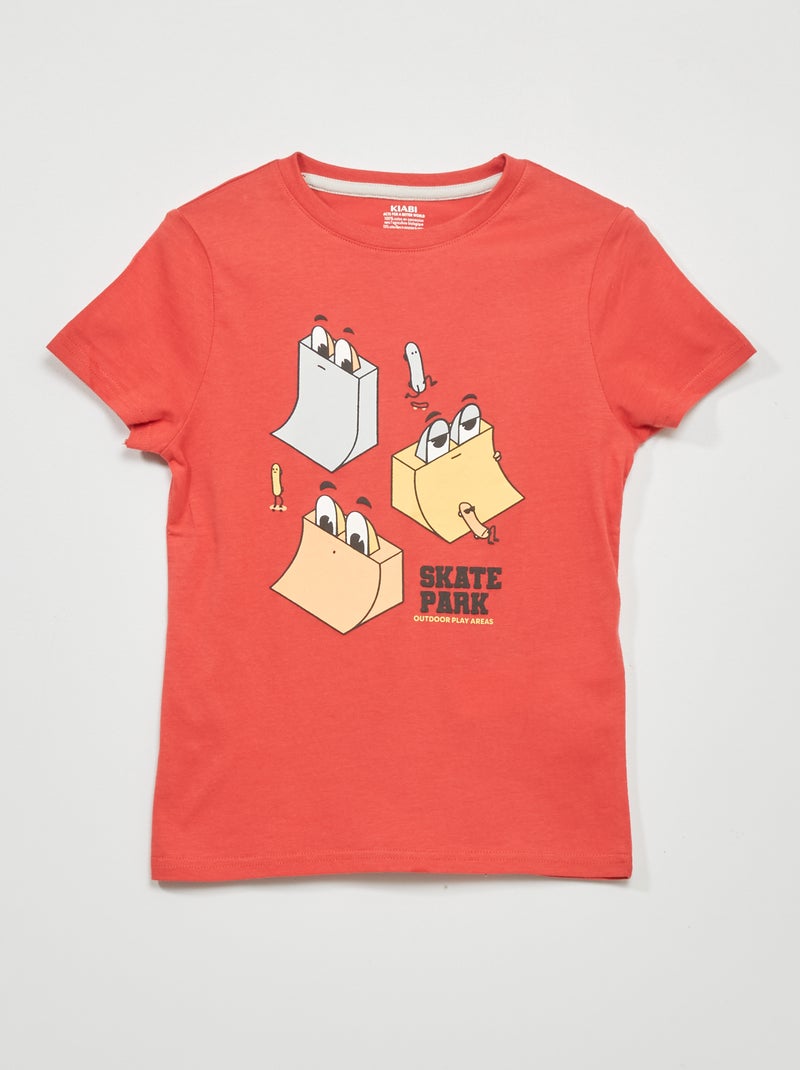 Jersey T-shirt met korte mouw ROOD - Kiabi
