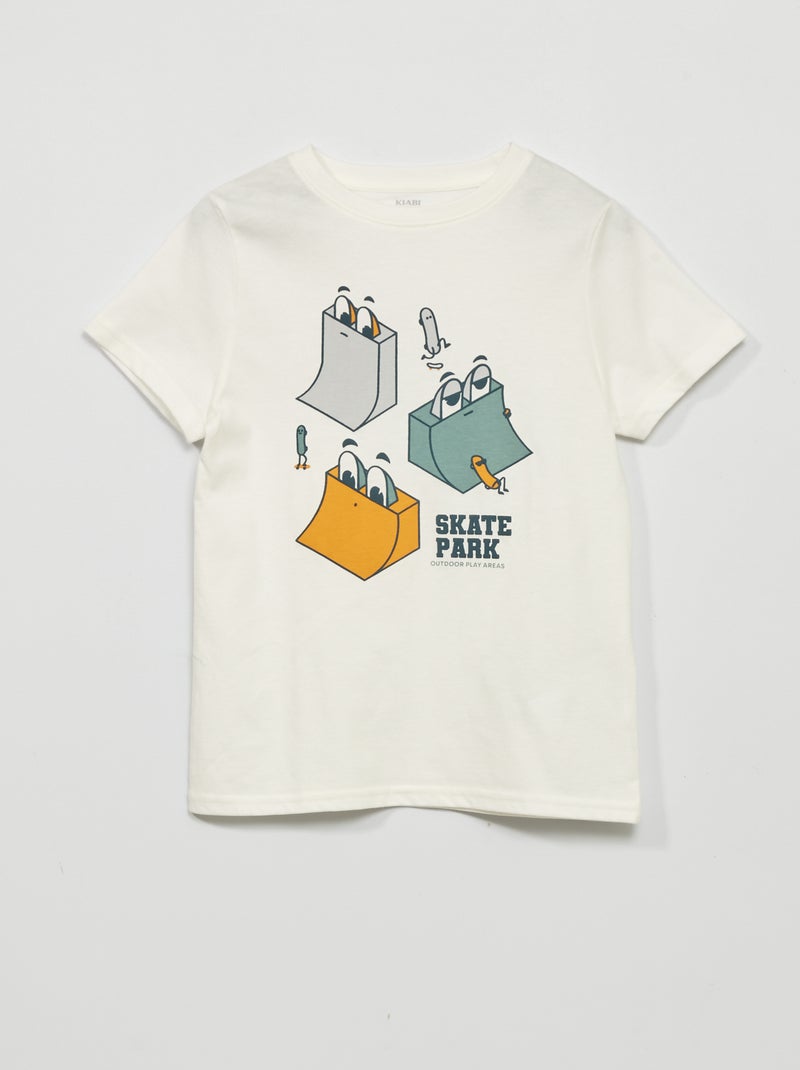 Jersey T-shirt met korte mouw WIT - Kiabi