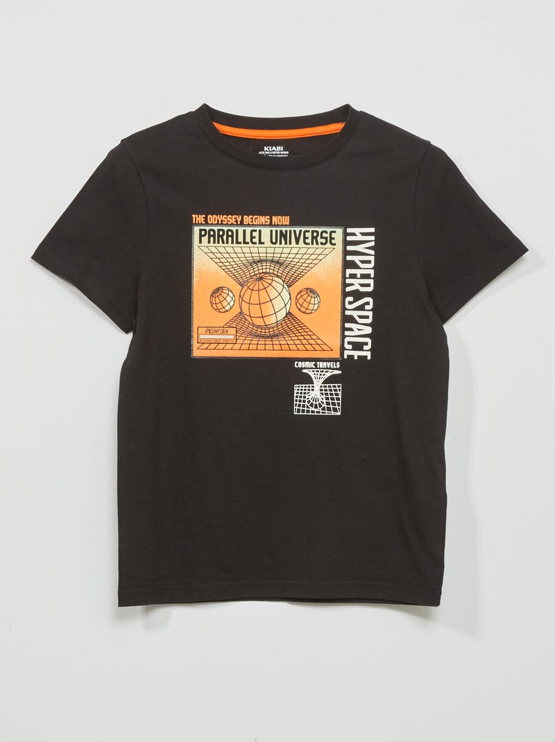 Jersey T-shirt met korte mouw ZWART - Kiabi