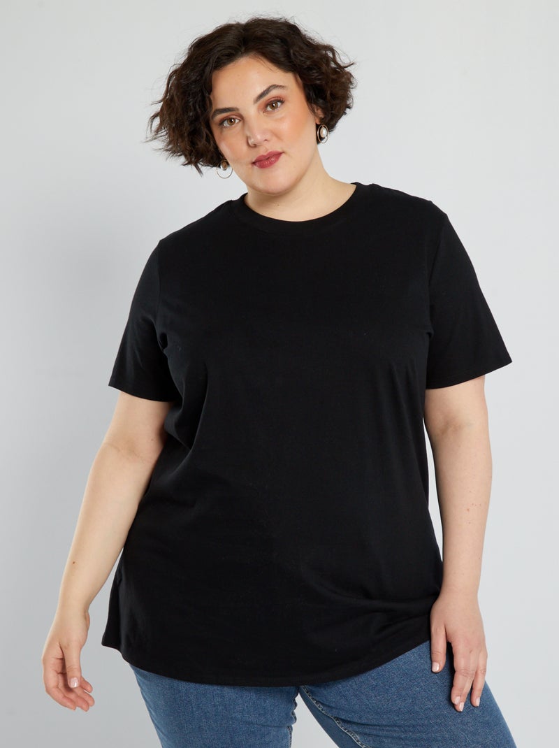 Jersey T-shirt met korte mouw ZWART - Kiabi