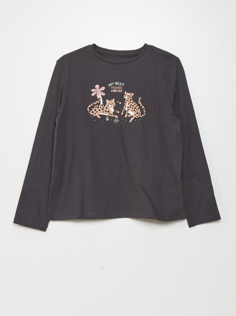 Jersey T-shirt met lange mouw GRIJS - Kiabi